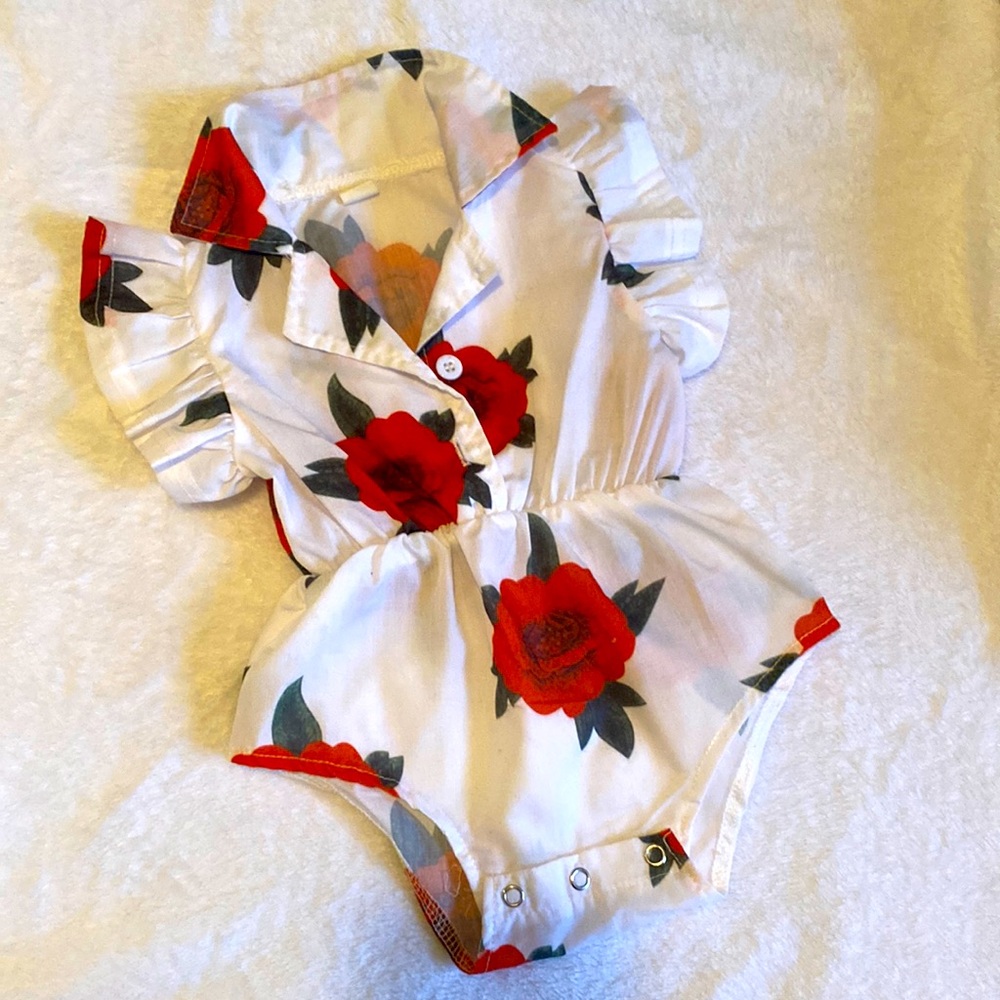 Baby one piece with rose flowers. 3-6 month old baby